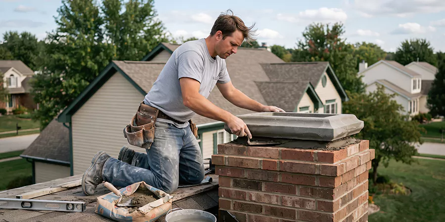 Stone Chimney Crown Installation New Braunfels