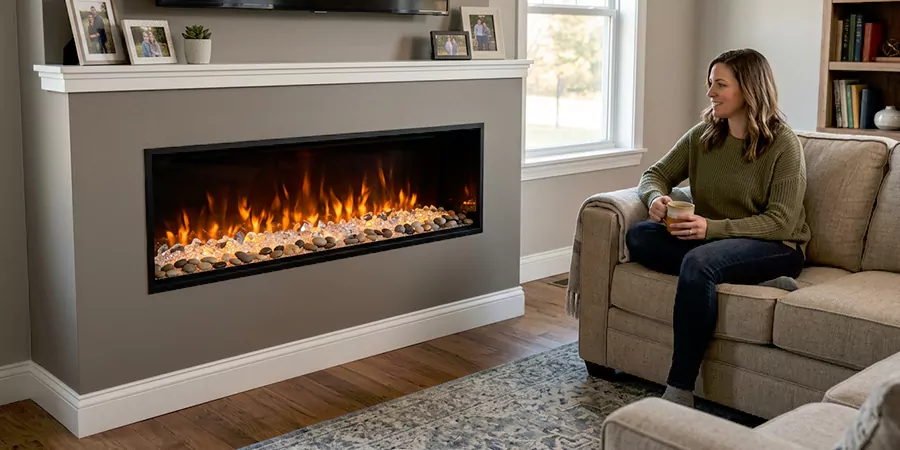 Electric Fireplace With Crystal and Pebble Embers New Braunfels