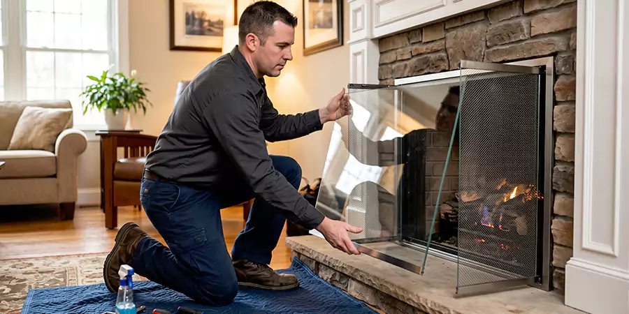 Fireplace Glass Panel and Screen Installation New Braunfels