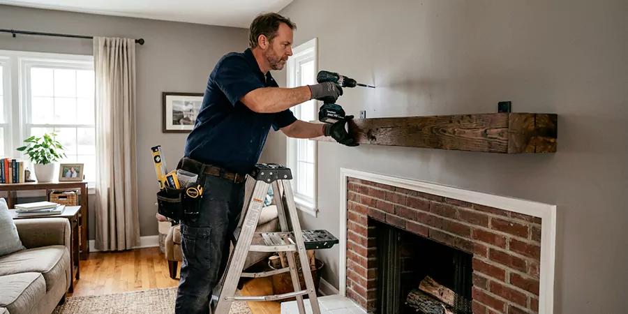 Floating Shelf Mantel Installation New Braunfels