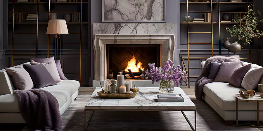 Modern Tile and Stone Fireplace Design New Braunfels